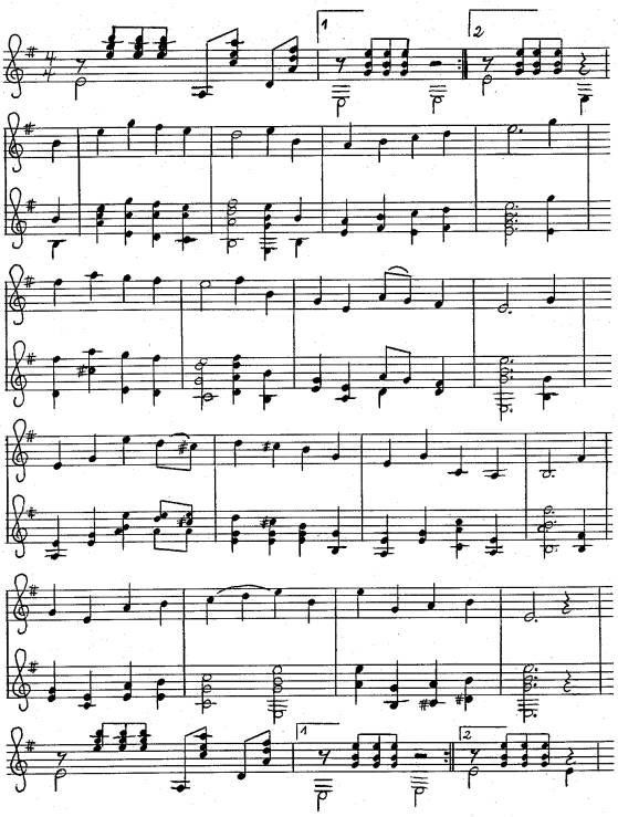 Melodie und Akkorde zum Lied Gebet