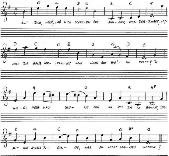 Melodie, Akkorde und Text zum Lied Gebet
