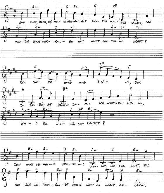 durch komponierte Melodie und Akkorde zum Lied Gebet
