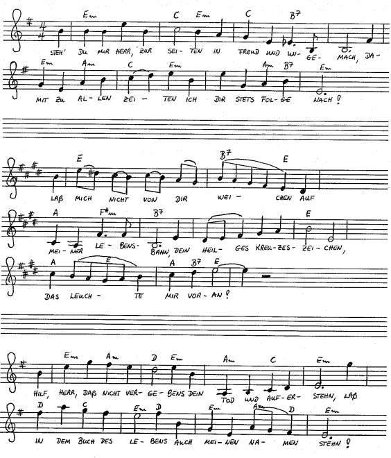durch komponierte Melodie und Akkorde zum Lied Gebet