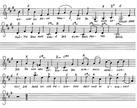 durch komponierte Melodie und Akkorde zum Lied Gebet