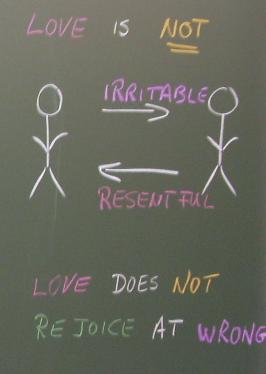 Love is not irritable or resentful.