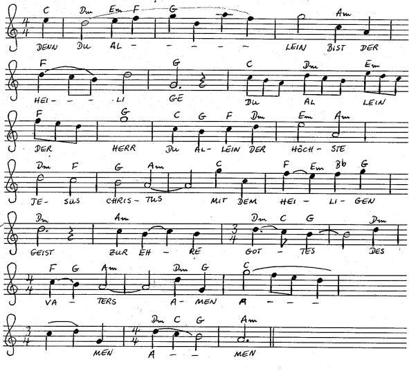 Noten, Text und Akkorde für Gloria