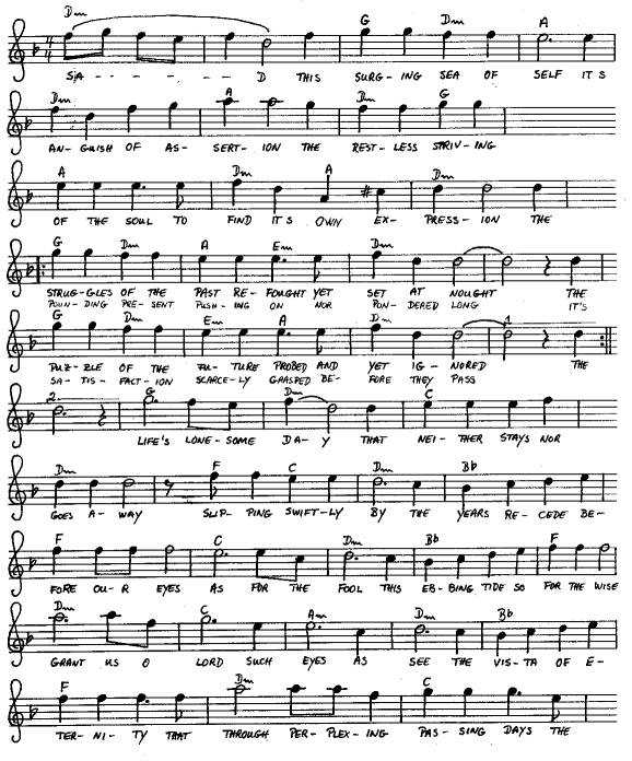 notes and chords of Peace, Be Still