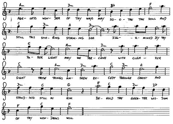 notes and chords of Peace, Be Still