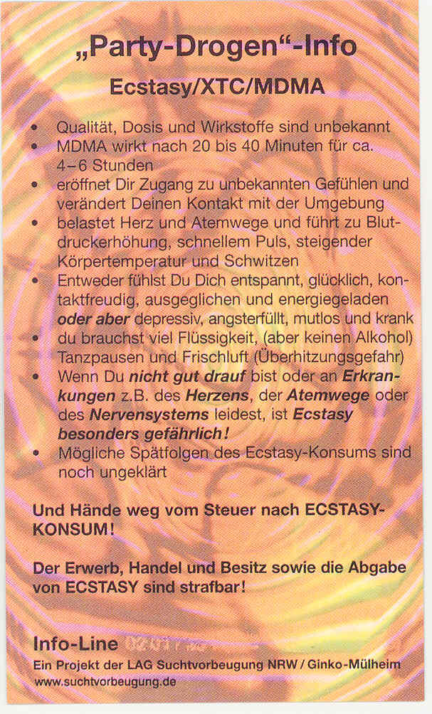 Drogen-Info Ecstasy