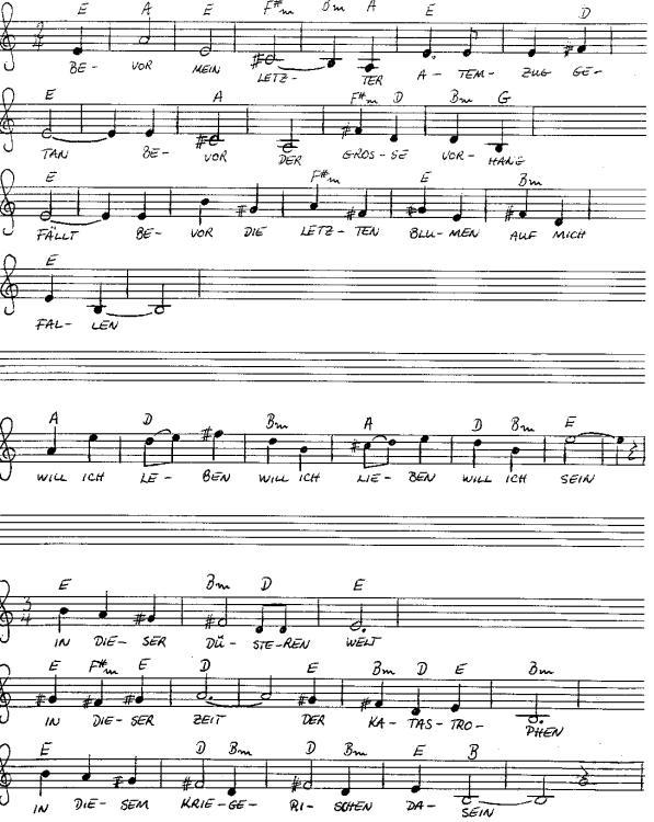 Noten und Akkorde für  Leben 